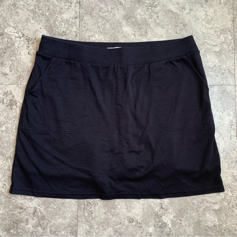 Black Women's Casual Pull-On Skirt with Built In Shorts